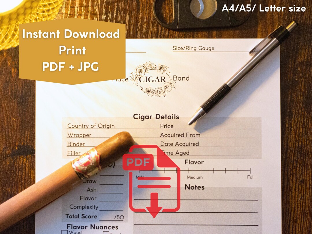 Cigar Tasting Worksheet | Printable Cigar Journal (digital Download) - Etsy
