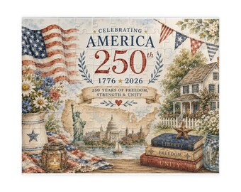 America 250th Anniversary Puzzle, Patriotic Cottagecore Jigsaw Puzzle, Independence Day Puzzle