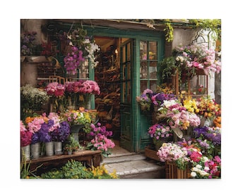 Charming Flower Shop Jigsaw Puzzle, Spring Floral Artwork, Relaxing Activity (120-500 Pieces)