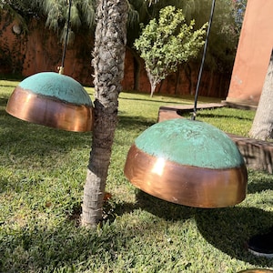 Green Patina Copper Pendant Light, Verdigris Copper Farmhouse Kitchen Island Pendant Light ,Oxidized Copper Farmhouse Pendant Light
