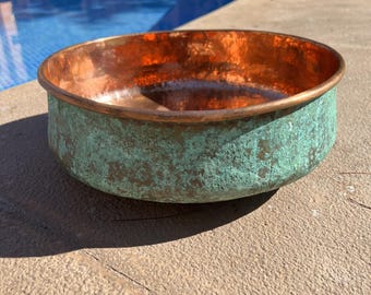 Oxidized Copper Bathroom Sink, Green Patina Copper Sink, Bathroom Vessel Sink, Bathroom Washbasin
