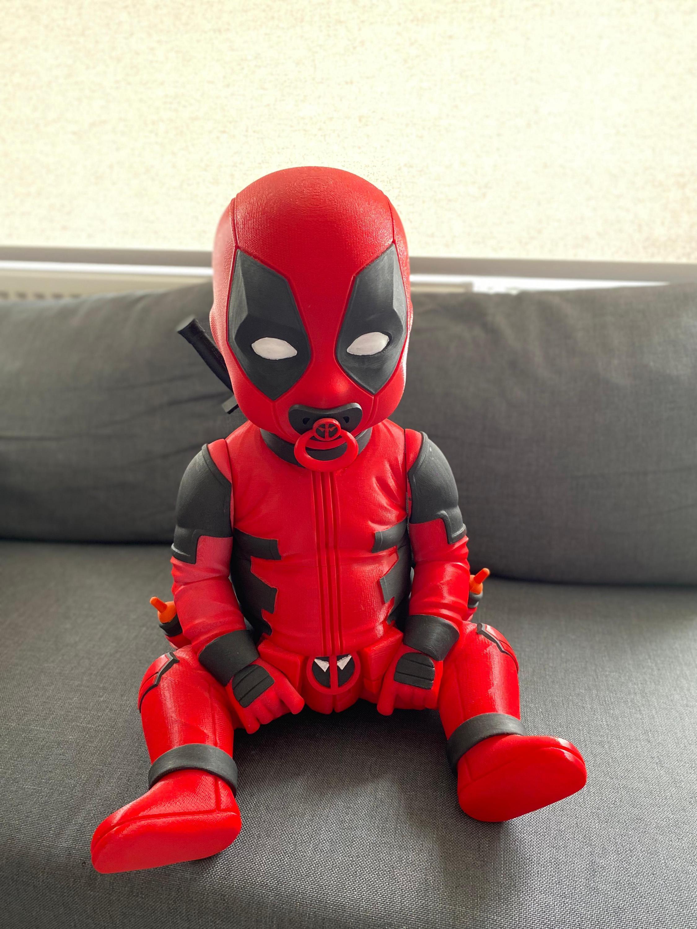 Life Sized Babypool. Baby Deadpool! Pacifier Comes Out, Swords Also ...