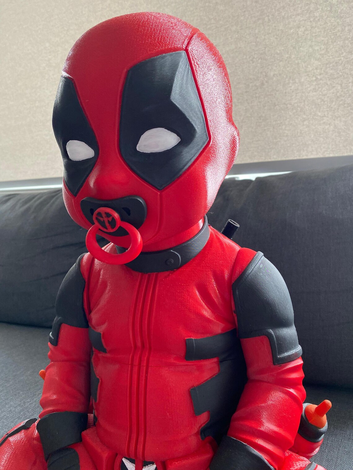 Life Sized Babypool. Baby Deadpool! Pacifier Comes Out, Swords Also ...
