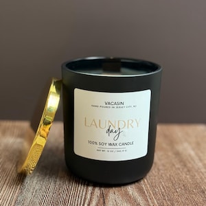 Laundry Day Candle Soy Wax, Wooden Wick, Clean Scent, Nontoxic, Luxury Home Candle, Gift for Her, Gift for Him, Mother&#39;s Day Gift, Dad Gift