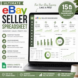 eBay Seller Spreadsheet | Ultimate eBay Business Dashboard | Profit Calculator | Inventory Tracker | Sales Tracker | Excel Google Sheets