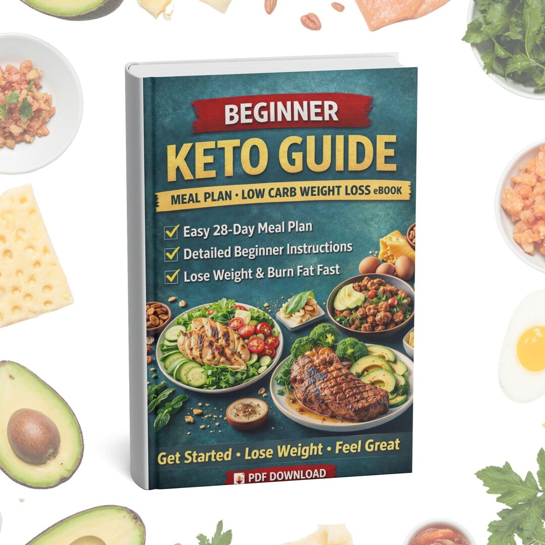 Beginner Keto Guide, Meal Plan, Low Carb Weight Loss Ebook (PDF