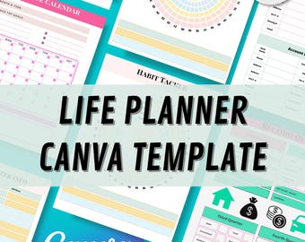 Editable Life Planner Canva Template: PLR Resell Rights (Digital Download)
