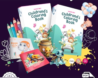 42 Kids Coloring Book Bundle with Covers: PLR/MRR (Digital Download)