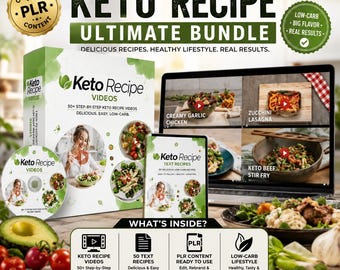 Keto Recipe Videos + 50 Text Recipes: PLR Content Bundle