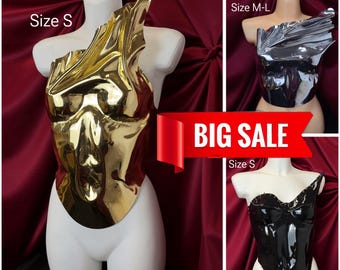 Handmade Silver Armor Corset Top, Futuristic Rave Costume SALE