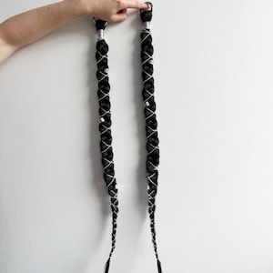 Long Clip in Braids with Charms , Metal Colorful Hair Extensions for Festival Look, Hair Charms , Synthetic Wig , Festival hair accessory
