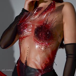 Molded Crystals Corset Rave Outfit, Lady Gaga costume, Custom Top, Metallic Bustier Top For Stage Performance, Armor Corset Bustier