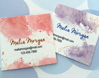 Printed Business Cards, Custom Business Cards, Watercolor Card - Set of 48