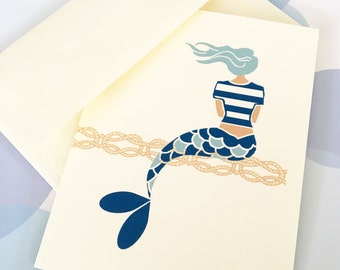 Greeting Cards, Note Cards, Stationery, Card Set, Mermaid Card, Beach Card, Hawaii Card, Nautical Card