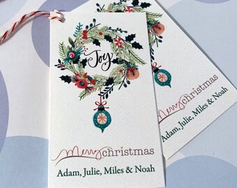 Christmas Gift Tags Personalized, modern Holiday Tags, Gift Tags, Set of 20
