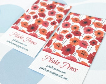 Red Poppy Business Card, Printed Business Card - Set of 50