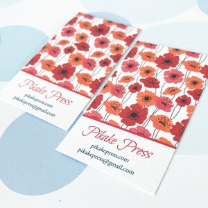 Red Poppy Business Card, Printed Business Card - Set of 50