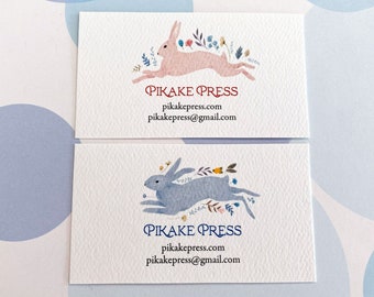 Printed Business Cards, Custom Business Cards, Watercolor Card, Rabbit Card - Set of 50