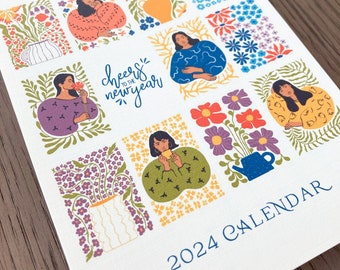 2024 Calendar, Desk Calendar, Floral Calendar, Woman Calendar, 5x7