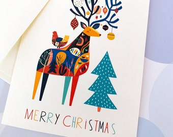 Christmas Card, Holiday Cards, Deer Christmas Card, Modern Christmas Card
