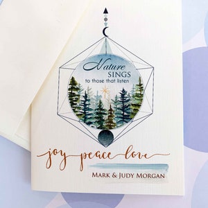 Christmas Card, Holiday Cards, Personalized Christmas Card, Earth Card, Forest Card