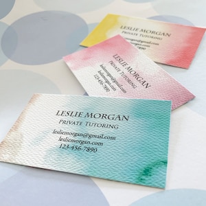 Printed Business Cards, Watercolor Business Card, Custom Business Card - Set of 50