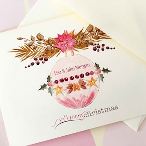 Personalized Christmas Card, Holiday Cards, Watercolor Card