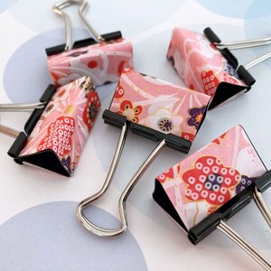 Binder Clips, Bulldog Clip, Washi Paper, Set of 5