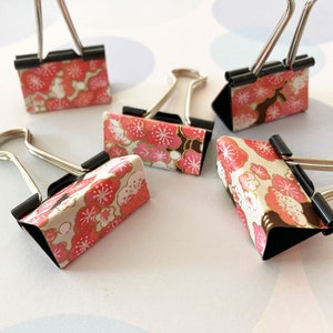 Binder Clips, Bulldog Clip, Washi Paper, Set of 5