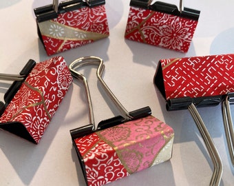 Binder Clips, Bulldog Clip, Washi Paper, Set of 5