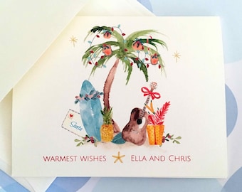 Personalized Christmas Card, Holiday Cards, Tropical Christmas, Hawaii