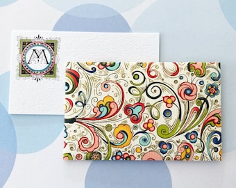Size 3.5x2 inches, Mini Cards, Mini Envelopes, Personalized Card, Italian Paper - Set of 10