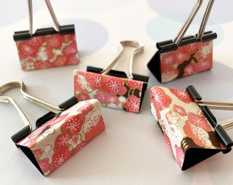 Binder Clips, Bulldog Clip, Washi Paper, Set of 5