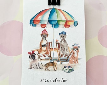 Calendrier 2024 ou 2025, calendrier de bureau, calendrier chien 5 x 7