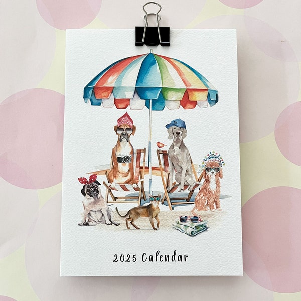 2024 or 2025 Calendar, Desk Calendar, Dog Calendar 5x7