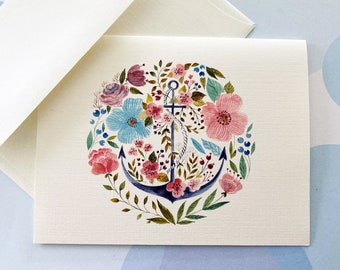 Anchor Greeting Card, Card Set, Handmade Card