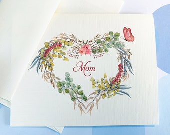 Mother's Day Card, Greeting Cards, Note Cards, Stationery, Card Set, Personalized Card, Wreath Card