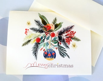 Christmas Card, Holiday Cards, Watercolor Card