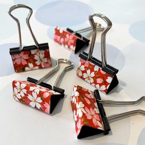 Binder Clips, Bulldog Clip, Washi Paper, Set of 5