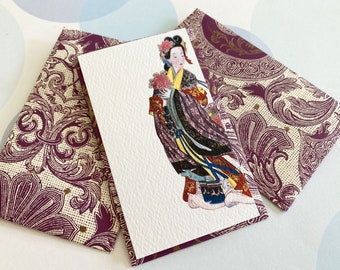 Size 3.5x2 inches, Mini Cards, Mini Envelopes, Japanese Card, Italian Paper - Set of 10