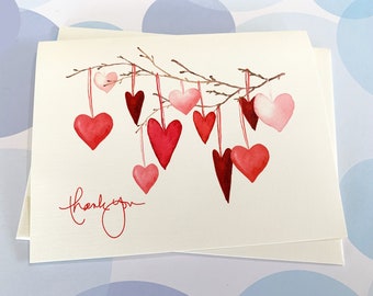 Thank You Card, Heart Card, Greeting Card, Stationery