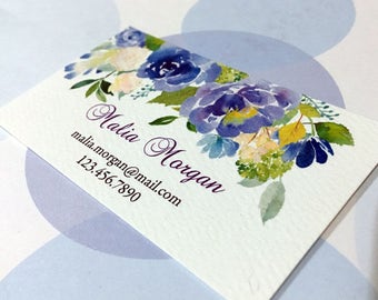 Printed Business Cards, Custom Business Cards, Watercolor Card - Set of 50