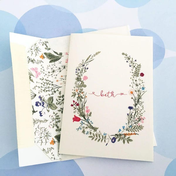 Personalized Stationery Set, Custom Note Cards, Folded Note Cards, Set of 8