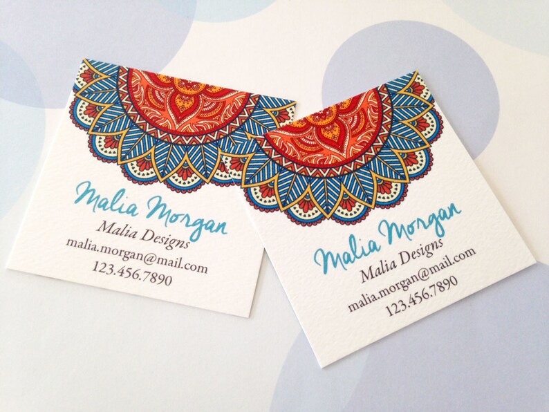 Mandala Business Cards, Custom Business Cards, Set of 48 image 2