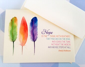 Greeting Cards, Note Cards, Stationery, Card Set, Hope Note Cards, Emily Dickinson