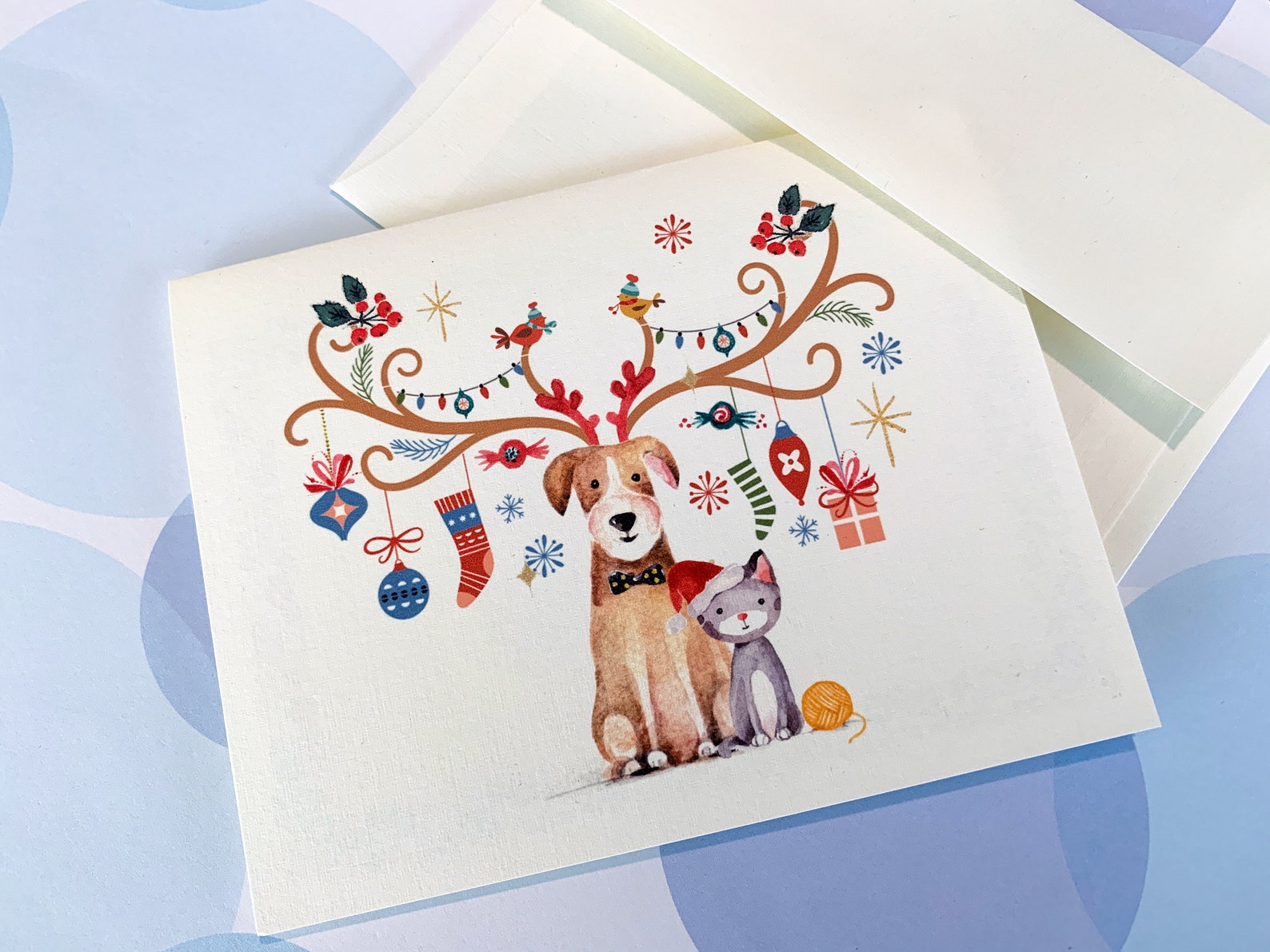 Christmas Card Holiday Cards Animal Christmas Card Etsy
