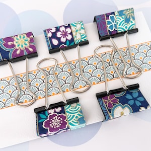 Binder Clips, Bulldog Clip, Washi, Set of 5
