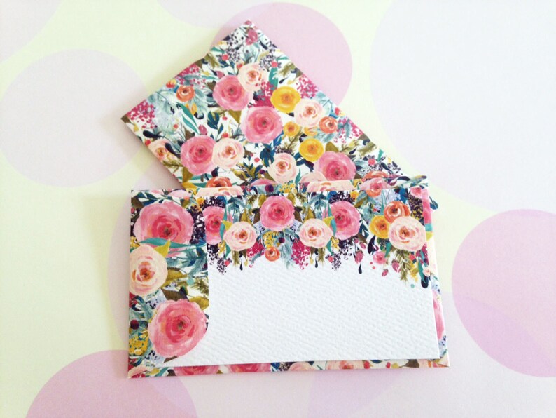 Floral Gift Enclosure Card Mini Cards and Envelopes Set of Etsy