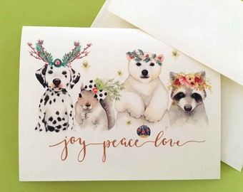 Christmas Card, Holiday Cards, Animal Card