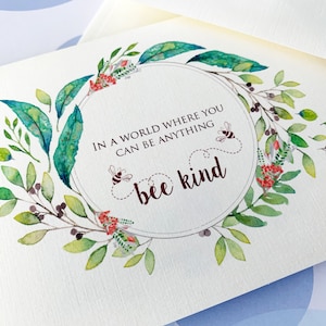 Be Kind Card, Greeting Card, Greeting card set, Bee card, In a world where you can be anything